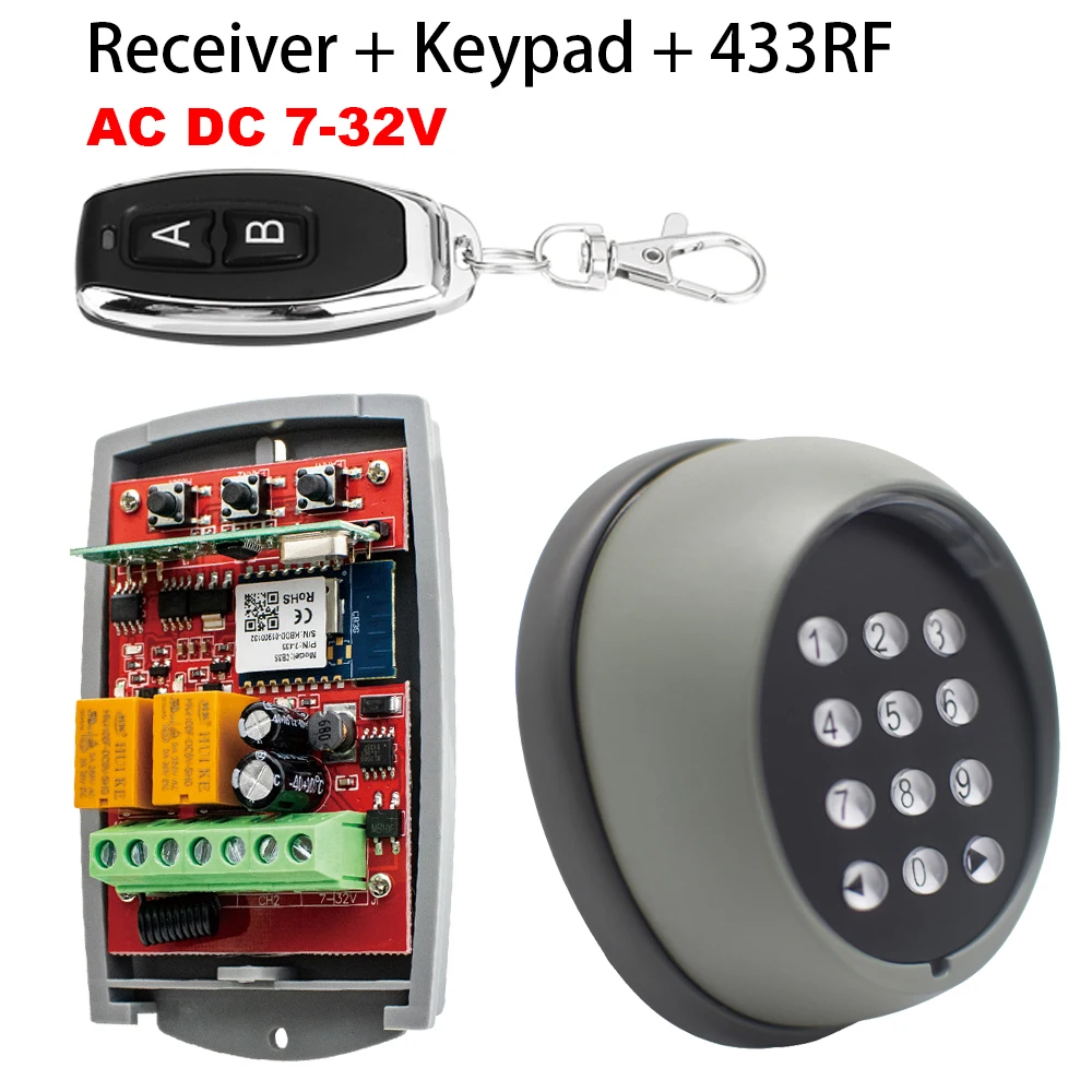 2CH Numeric Universal Wireless Keypad RF433MHz Rolling Code Garage Door Opener 433MHZ Garage Gate Remote Control Receiver
2CH Numeric Universal Wireless Keypad RF433MHz Rolling Code Garage Door Opener 433MHZ Garage Gate Remote Control Receiver