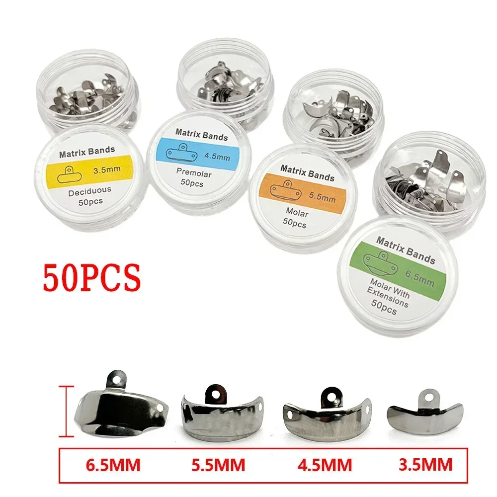 50PCS Dentistr Material Tool Dental Matrix Bands Dental Sectional Metal Matrices for Teeth Replacement Tools
50PCS Dentistr Material Tool Dental Matrix Bands Dental Sectional Metal Matrices for Teeth Replacement Tools