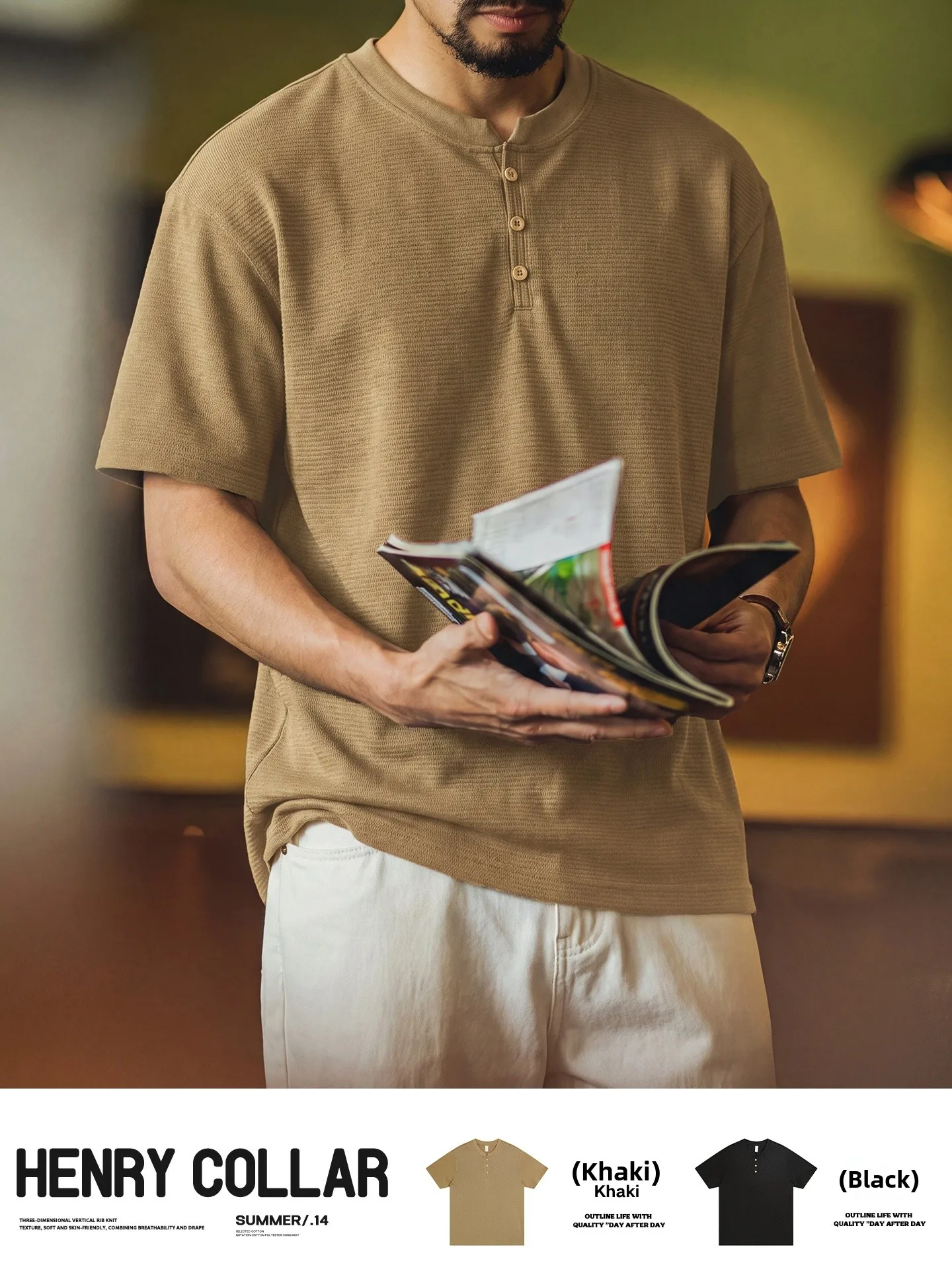 American Retro Henry Collar Short Sleeve T-Shirt Men's Summer New Style Casual Breathable Half Sleeve Top Polyester Cotton Blend
American Retro Henry Collar Short Sleeve T-Shirt Men's Summer New Style Casual Breathable Half Sleeve Top Polyester Cotton Blend