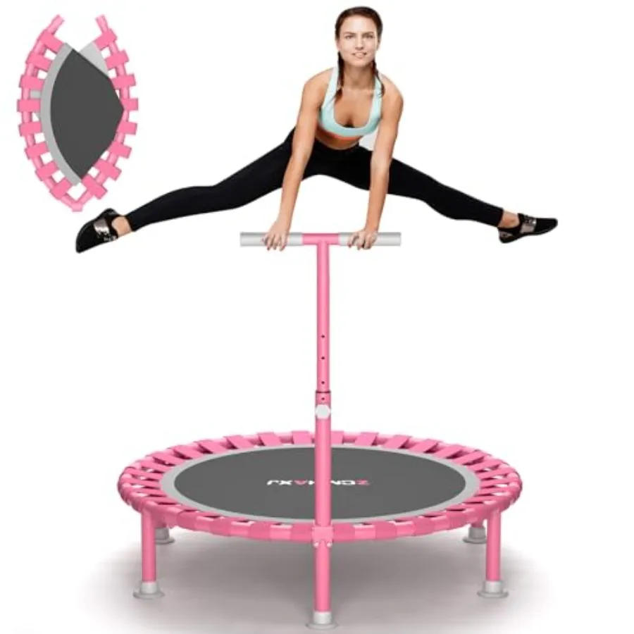 Indoor fitness workout: foldable 40 mini trampoline with steel frame, black finish, 450lbs capacity T-shaped adjustable bar for
Indoor fitness workout: foldable 40 mini trampoline with steel frame, black finish, 450lbs capacity T-shaped adjustable bar for