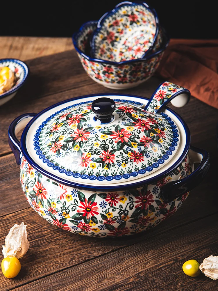 Large Capacity Ceramic Soup Bowl with Lid Double Ear Vegetarian Fish Soup Dish Retro Dining Utensils Family Use Restaurant
Large Capacity Ceramic Soup Bowl with Lid Double Ear Vegetarian Fish Soup Dish Retro Dining Utensils Family Use Restaurant