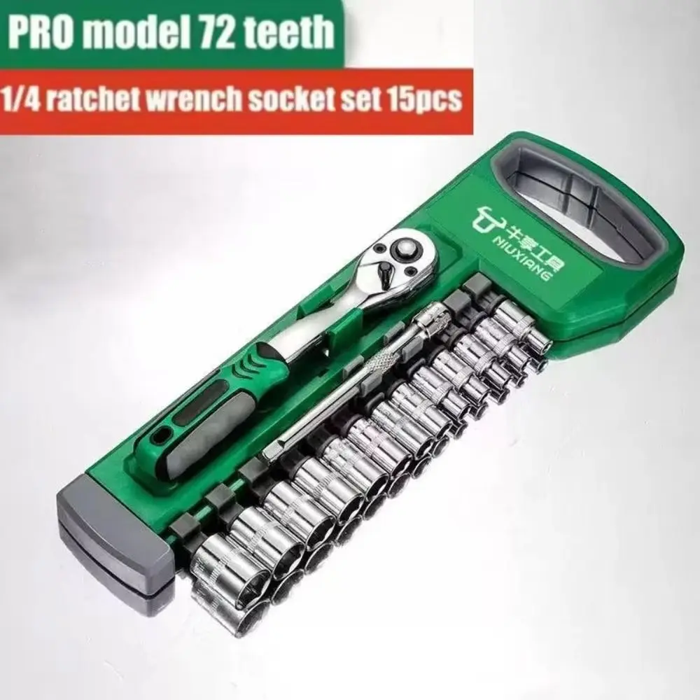New Chrome Vanadium Steel Socket Wrench Set Short Long 1/4 Ratchet Wrench Kit Ratchet Tool With Holder Sleeve Spanner Wrench
New Chrome Vanadium Steel Socket Wrench Set Short Long 1/4 Ratchet Wrench Kit Ratchet Tool With Holder Sleeve Spanner Wrench