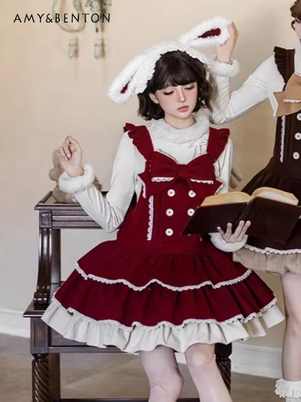 Sweet Girl Lolita Style Dress Christmas New Year Evening Dresses Winter New Cute Bow Slim Jsk Multi-layer Puffy Dress for Women
Sweet Girl Lolita Style Dress Christmas New Year Evening Dresses Winter New Cute Bow Slim Jsk Multi-layer Puffy Dress for Women