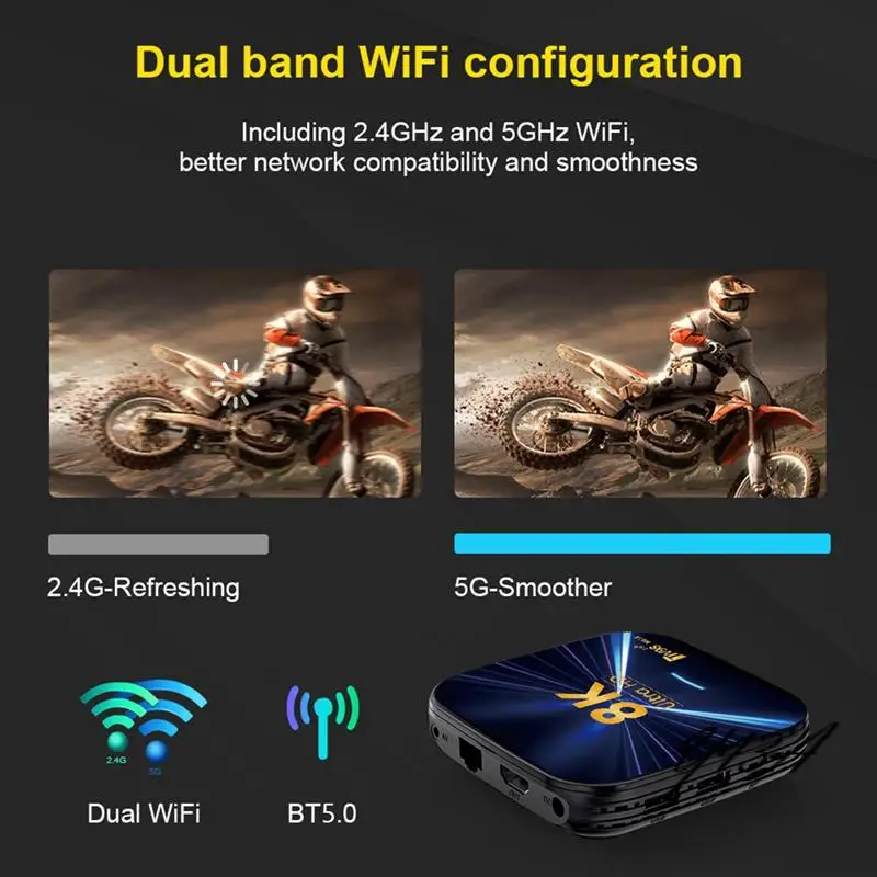 Y43A-Android TV Smart Box TV98 Allwinner H618 Media Player Dual Wifi 2.4G & 5G TV Box EU Plug
Y43A-Android TV Smart Box TV98 Allwinner H618 Media Player Dual Wifi 2.4G & 5G TV Box EU Plug