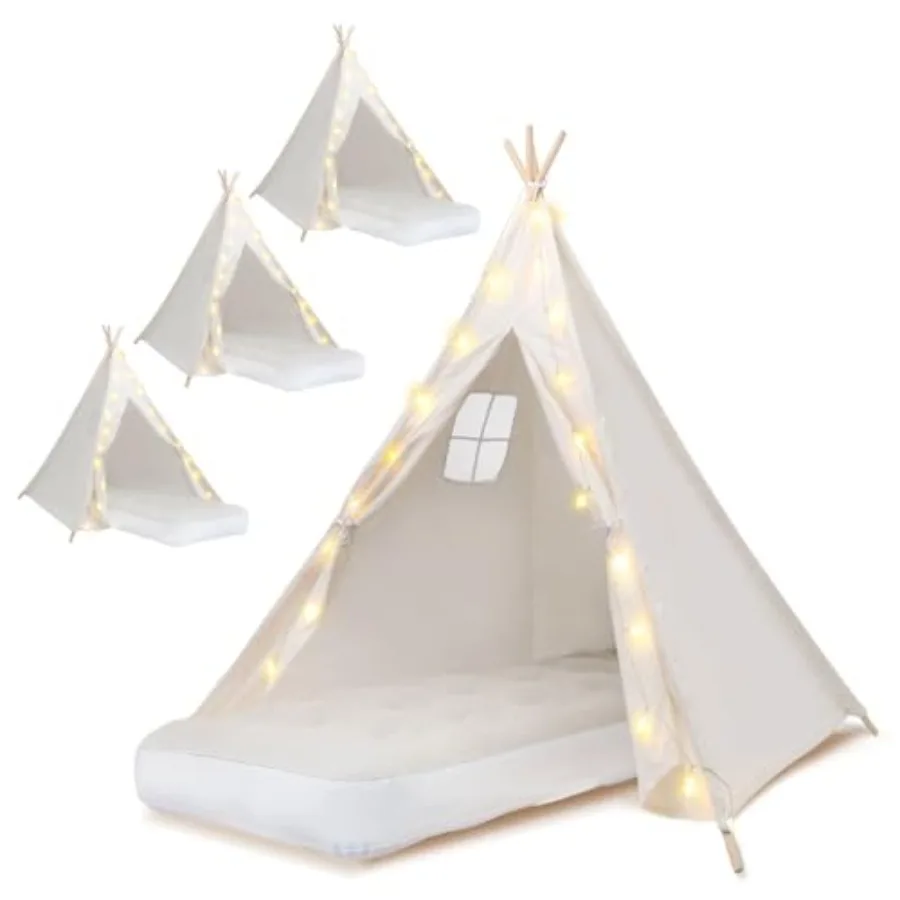 4 Pack Teepee Tent for Thickened with Light String and Inflatable Airbed Slumber Party Tents Sleepover Tents Party for Girls Bo
4 Pack Teepee Tent for Thickened with Light String and Inflatable Airbed Slumber Party Tents Sleepover Tents Party for Girls Bo