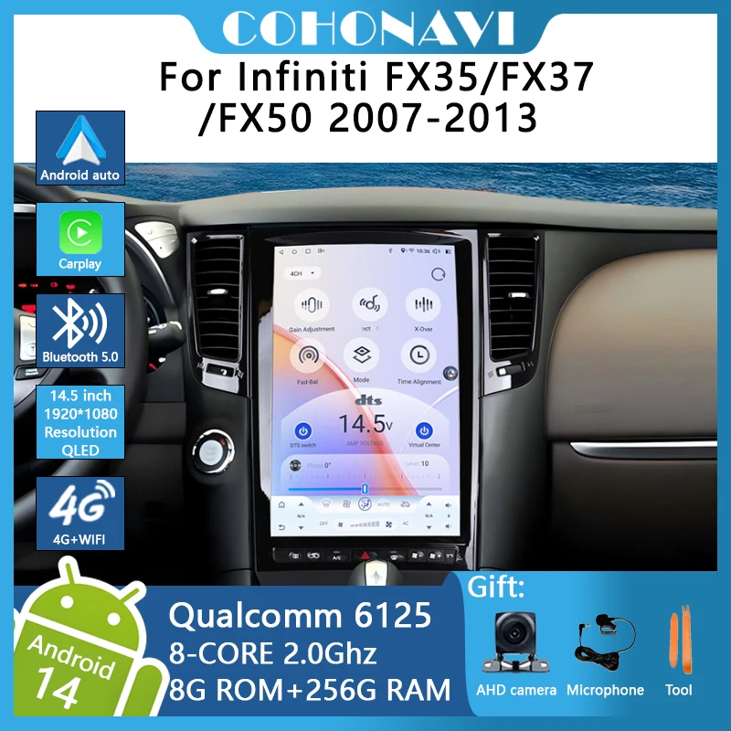 14,5-дюймовый Android14 для Infiniti FX35 2007-2013, автомобильный радиоприемник, GPS-навигация QCOM 6125, 8-ядерный 8 + 256G, 1920*1080, carplay
14,5-дюймовый Android14 для Infiniti FX35 2007-2013, автомобильный радиоприемник, GPS-навигация QCOM 6125, 8-ядерный 8 + 256G, 1920*1080, carplay