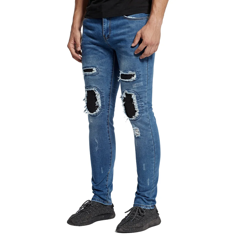 Men's Ripped Jeans Autumn Designer Slim Fit Black Blue Denim Pants Male Jeans Distressed Destroyed Trousers
Men's Ripped Jeans Autumn Designer Slim Fit Black Blue Denim Pants Male Jeans Distressed Destroyed Trousers