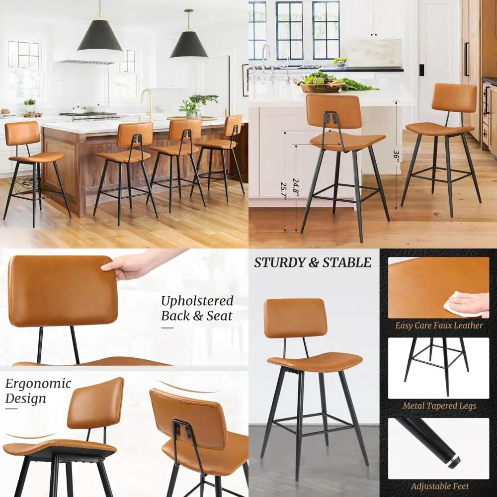 Набор из 4 барных стульев из искусственной кожи, коричневый виски с обивкой металлическими ножками и подставкой для ног, удобные спинки для K
Набор из 4 барных стульев из искусственной кожи, коричневый виски с обивкой металлическими ножками и подставкой для ног, удобные спинки для K