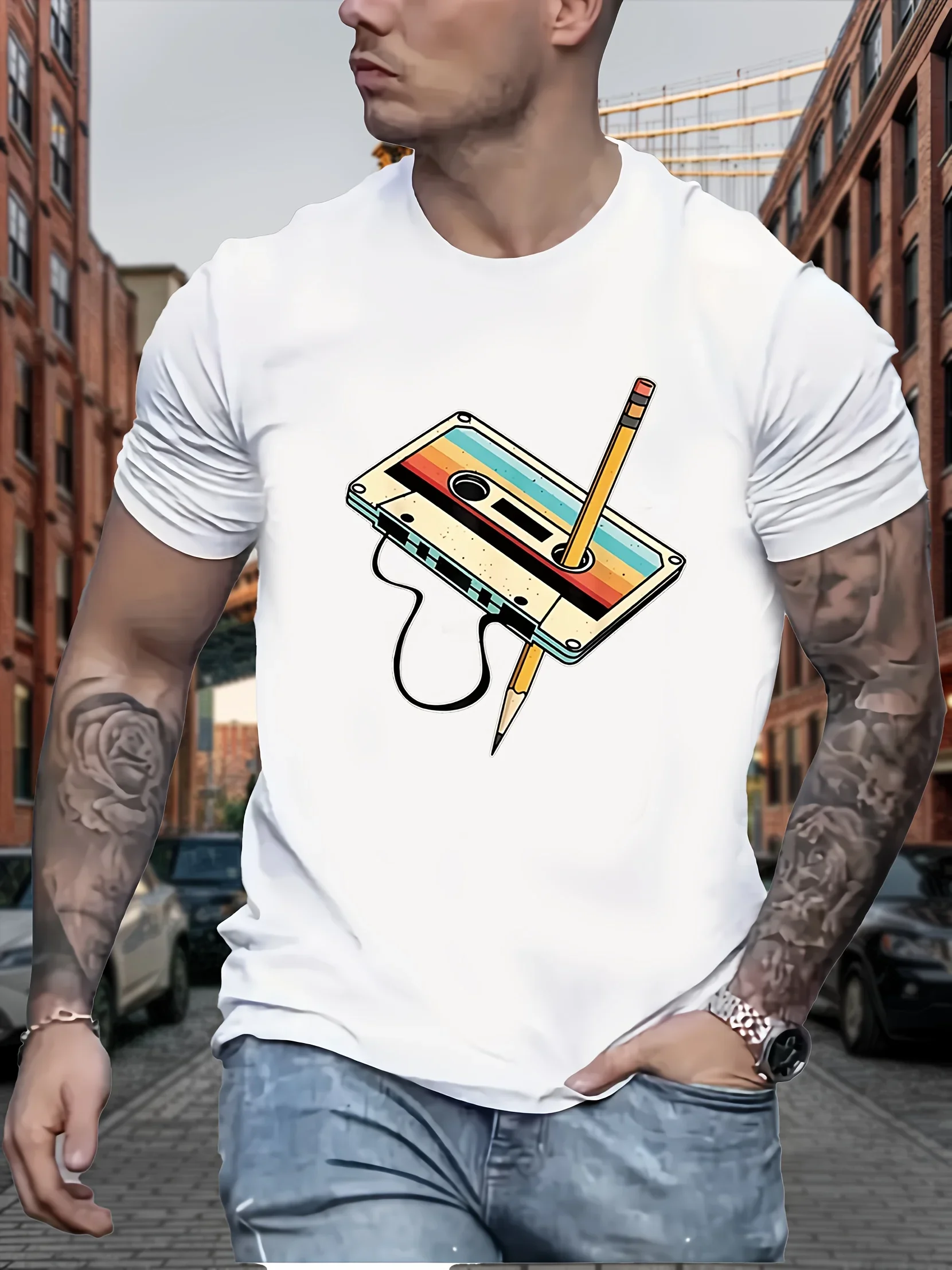 Pop Men's Summer Nice Pure Cotton Fashionable Casual Loose Retro Card Stripe Pattern Printed Sports Round Neck Short Sleeved T-s
Pop Men's Summer Nice Pure Cotton Fashionable Casual Loose Retro Card Stripe Pattern Printed Sports Round Neck Short Sleeved T-s
