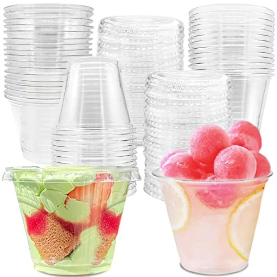 50 Pcs 9 Oz Reusable Plastic Dessert Cups with Flat Lids, Cold Party Drinking Cups for Coffee, Fruit, Ice Cream, Iced Cold Drin
50 Pcs 9 Oz Reusable Plastic Dessert Cups with Flat Lids, Cold Party Drinking Cups for Coffee, Fruit, Ice Cream, Iced Cold Drin