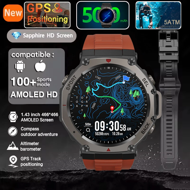 Военные умные часы T-Rex 3, встроенный GPS-компас, высотомер, барометрические, 10 АТМ, IP69K, водонепроницаемые, AMOLED, Bluetooth, умные часы для вызова
Военные умные часы T-Rex 3, встроенный GPS-компас, высотомер, барометрические, 10 АТМ, IP69K, водонепроницаемые, AMOLED, Bluetooth, умные часы для вызова