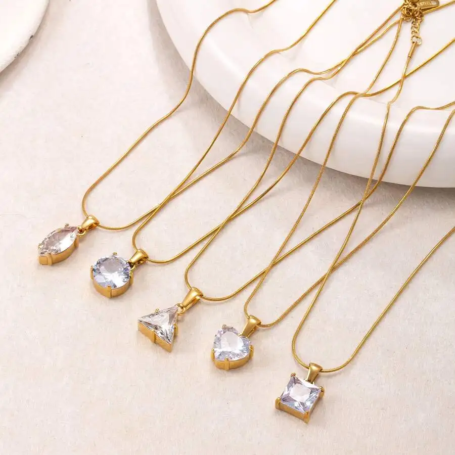 Stainless Steel Zirconia Pendant Necklace With Heart Oval Square Triangle Round Shapes Minimalist Luxury Daily Wear
Stainless Steel Zirconia Pendant Necklace With Heart Oval Square Triangle Round Shapes Minimalist Luxury Daily Wear