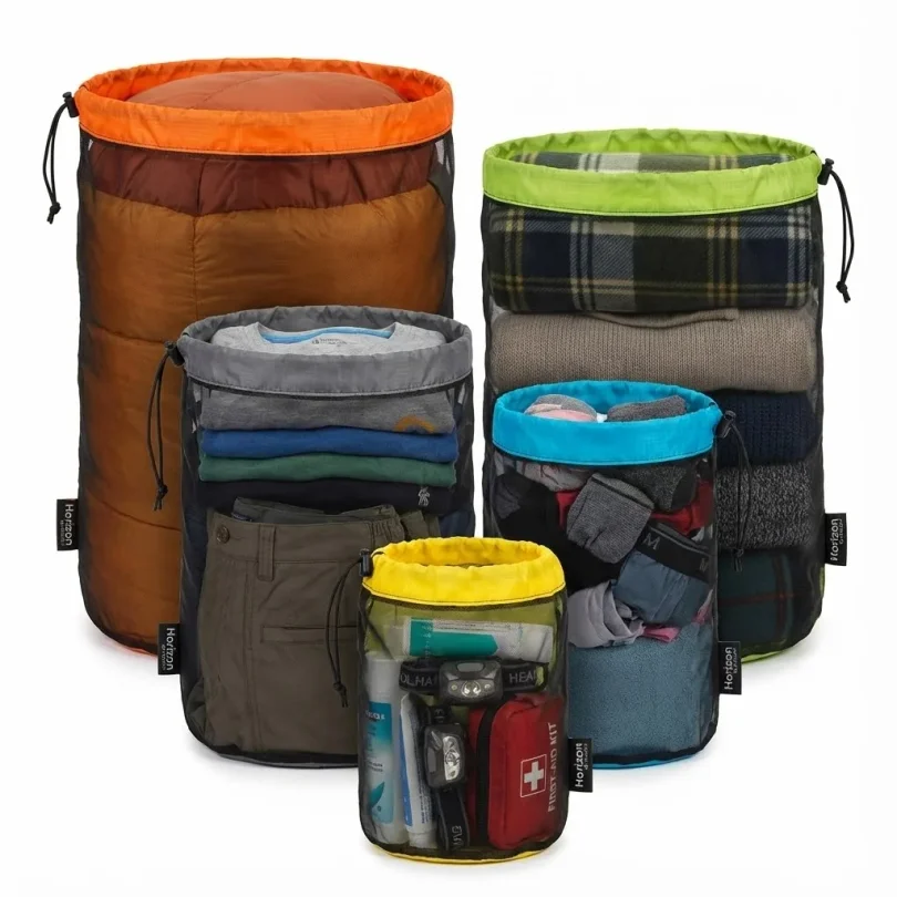Ultralight Mesh Stuff Sack Drawstring Storage Bag High-Density Nylon Organizer Pouch for Camping Hiking Clothes Sleeping Bag
Ultralight Mesh Stuff Sack Drawstring Storage Bag High-Density Nylon Organizer Pouch for Camping Hiking Clothes Sleeping Bag