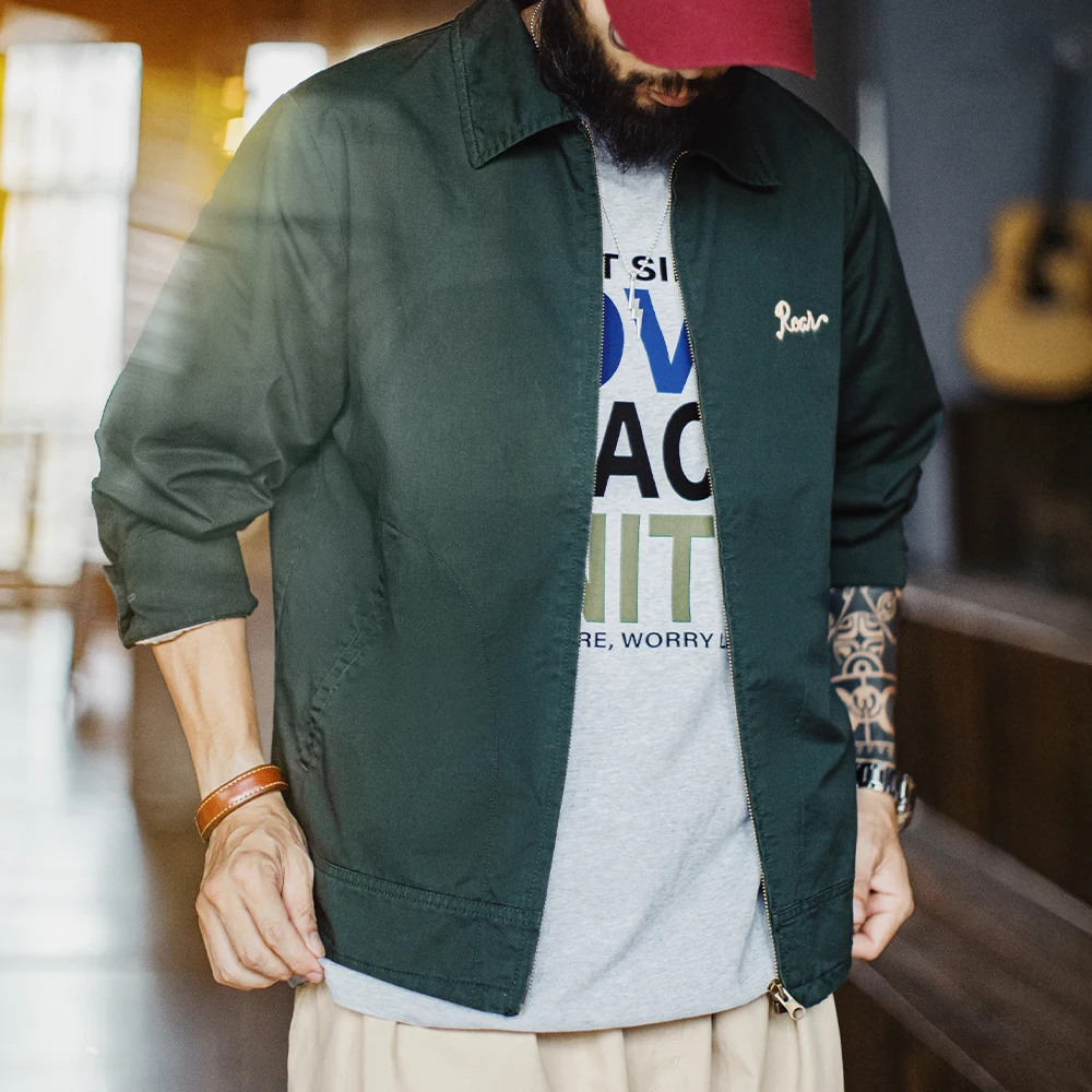 Maden Men's Vintage Tiger Embroidery Jacket Heavyweight Cotton Zip-Up with Lapel Collar Green Casual Overcoat for Spring Fall
Maden Men's Vintage Tiger Embroidery Jacket Heavyweight Cotton Zip-Up with Lapel Collar Green Casual Overcoat for Spring Fall