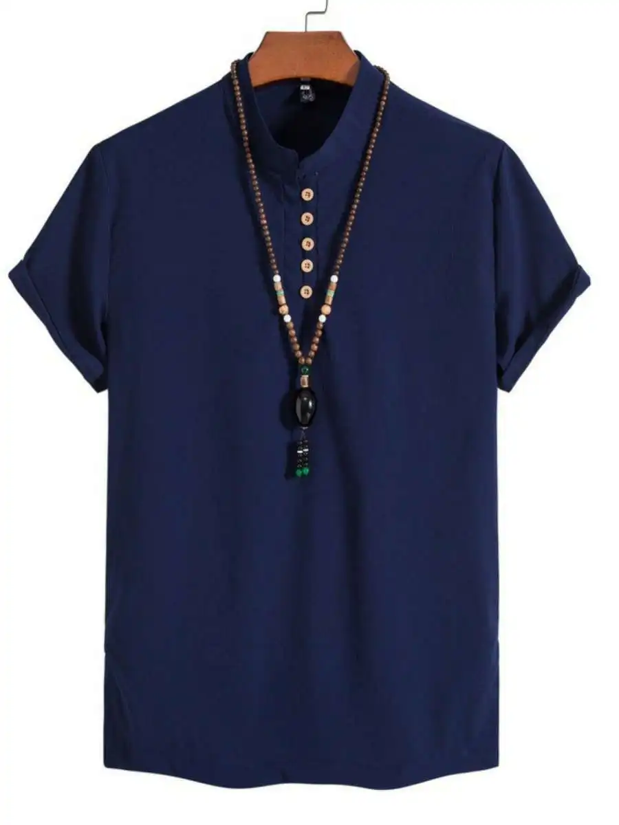 New 2023 Summer Vintage Men's Sle ort Sve Stand Collar Loose Fit Pure Color irt Travel Casual Wear Spring Season
New 2023 Summer Vintage Men's Sle ort Sve Stand Collar Loose Fit Pure Color irt Travel Casual Wear Spring Season