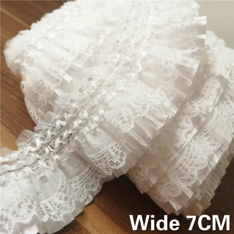White 7CM Wide 3D Lace Applique Embroidery Collar Ribbon Elastic Ruffle Trim Dress Skirts Headwear Sewing DIY Supplies
White 7CM Wide 3D Lace Applique Embroidery Collar Ribbon Elastic Ruffle Trim Dress Skirts Headwear Sewing DIY Supplies