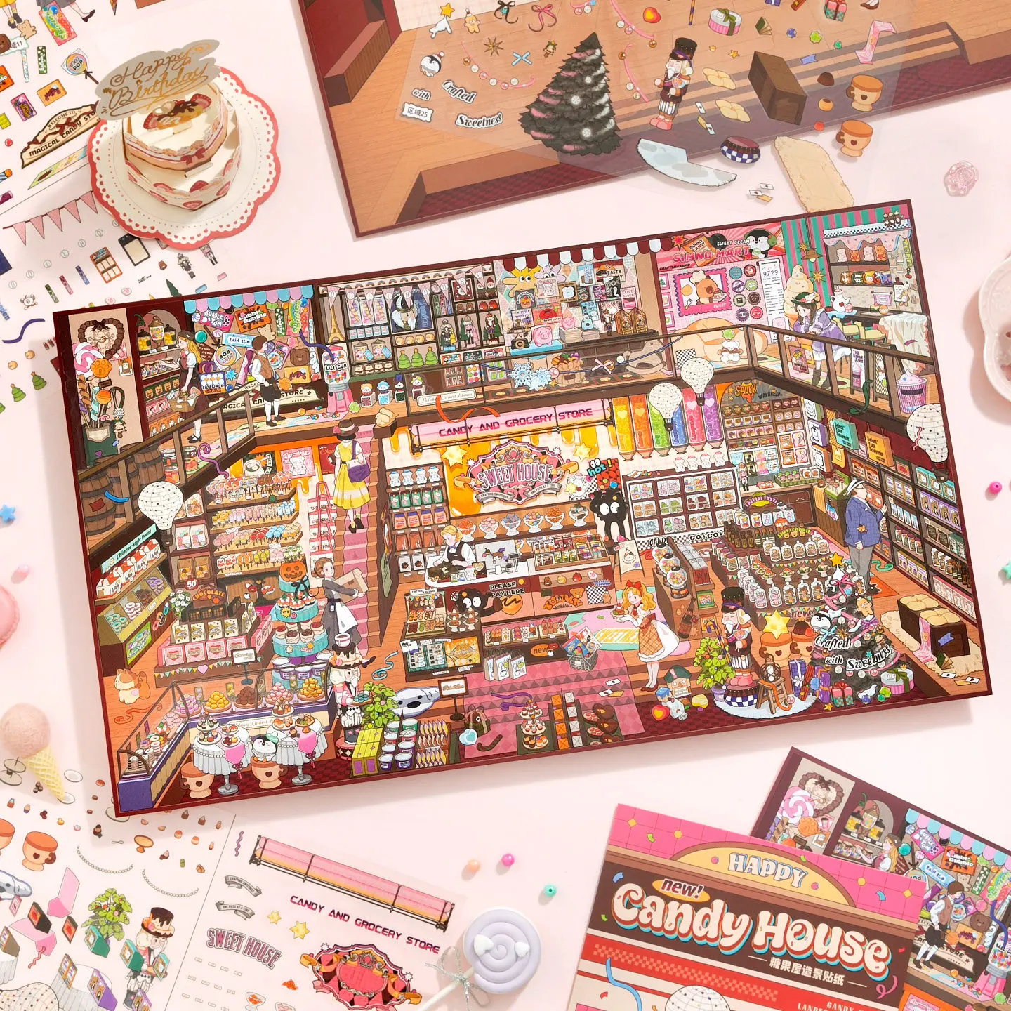 JIAMEI Plus Size Kawaii 3D Cartoon Candy House&Clothing Store Miniature Scene Stickers Large Folding Back Card DIY Stickers
JIAMEI Plus Size Kawaii 3D Cartoon Candy House&Clothing Store Miniature Scene Stickers Large Folding Back Card DIY Stickers