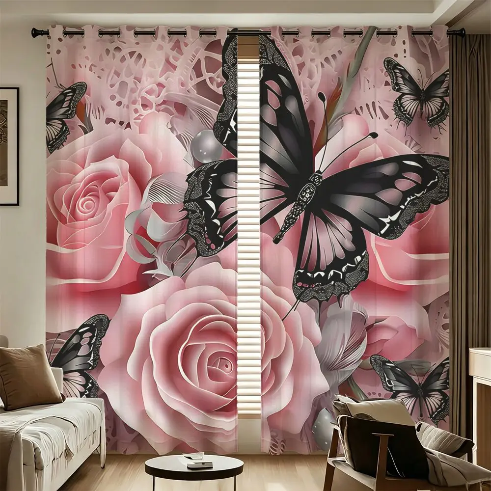 2 Panels Rose Butterfly Printed Curtains Romantic Floral Blackout Curtains For Bedroom Living Room Window Home Decor
2 Panels Rose Butterfly Printed Curtains Romantic Floral Blackout Curtains For Bedroom Living Room Window Home Decor
