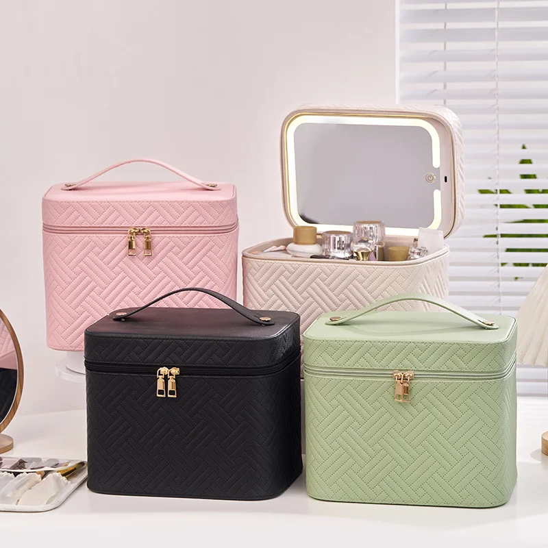 Travel Makeup Bag with LED Lighted Mirror 3 Color Scenarios Adjustable Brightness, with DIY Dividers, Toiletry Makeup Case Gift
Travel Makeup Bag with LED Lighted Mirror 3 Color Scenarios Adjustable Brightness, with DIY Dividers, Toiletry Makeup Case Gift