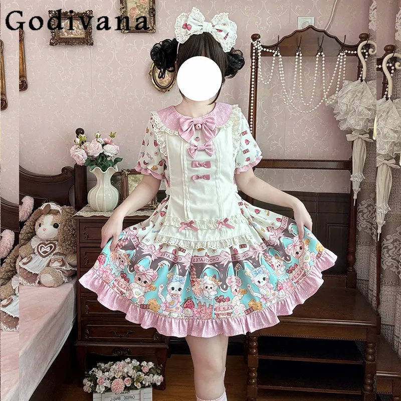 Original Japanese Style Kawaii Girl's Lolita Short Sleeve Dress Op Summer New Y2K Dress Cute Sweet Printed Bow Dress for Women
Original Japanese Style Kawaii Girl's Lolita Short Sleeve Dress Op Summer New Y2K Dress Cute Sweet Printed Bow Dress for Women
