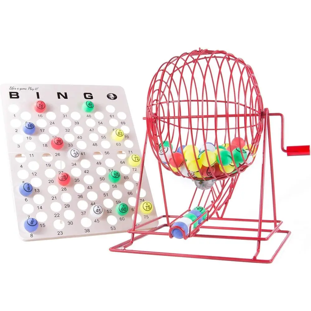 CHIPS Professional Bingo Game Set with Jumbo Cage, 1.57 Inch Double Sided Ping Pong Balls, Large Master Board for Adults, Kids,
CHIPS Professional Bingo Game Set with Jumbo Cage, 1.57 Inch Double Sided Ping Pong Balls, Large Master Board for Adults, Kids,