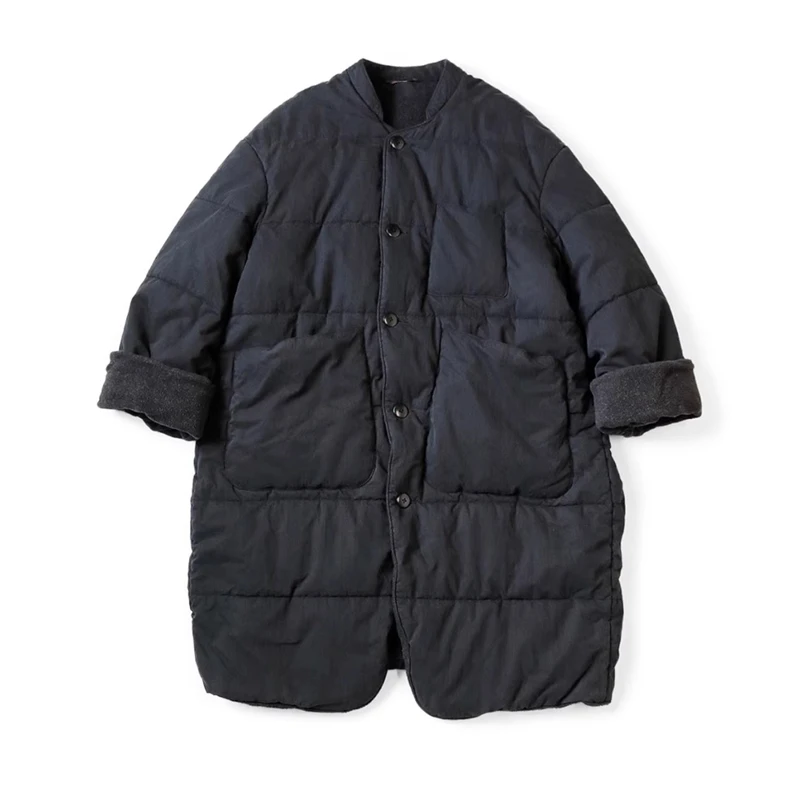 Japanese Hirata and Hongri Style Autumn Winter Mens Mid Length Stand Collar Parkas Quilt Wrapped Cotton-padded Jacket for Men
Japanese Hirata and Hongri Style Autumn Winter Mens Mid Length Stand Collar Parkas Quilt Wrapped Cotton-padded Jacket for Men