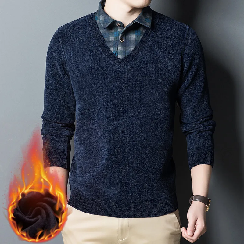 2026 Winter New Plush Thickened Sweater Fake Two-piece Shirt Thermal Clothes Men
2026 Winter New Plush Thickened Sweater Fake Two-piece Shirt Thermal Clothes Men