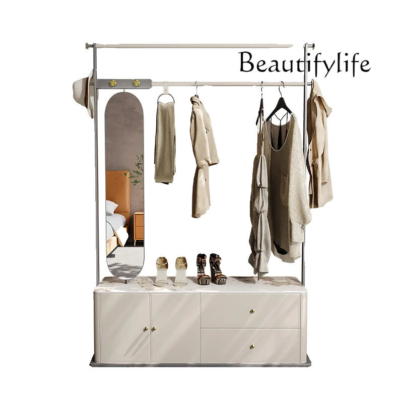 Light luxury extremely simple locker coat rack integrated with full-length mirror bedroom household floor hanger
Light luxury extremely simple locker coat rack integrated with full-length mirror bedroom household floor hanger