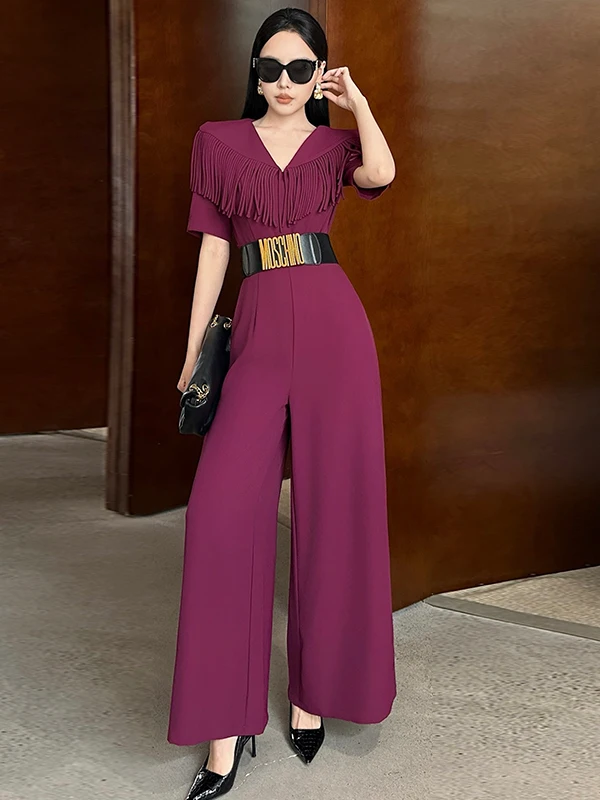 High Waist Wide Leg Jumpsuit Short Sleeve Heavy Embellishment Drapey Fashionable Anti-Aging Polyester Fiber Original Design
High Waist Wide Leg Jumpsuit Short Sleeve Heavy Embellishment Drapey Fashionable Anti-Aging Polyester Fiber Original Design