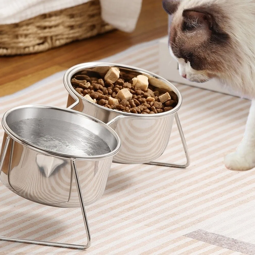 Anti-Tipping Stainless Steel Cat Bowl with Stand Sturdy Neck Protector Bowl Fall-Resistant Anti-leak Pet Food Bowl Travel
Anti-Tipping Stainless Steel Cat Bowl with Stand Sturdy Neck Protector Bowl Fall-Resistant Anti-leak Pet Food Bowl Travel