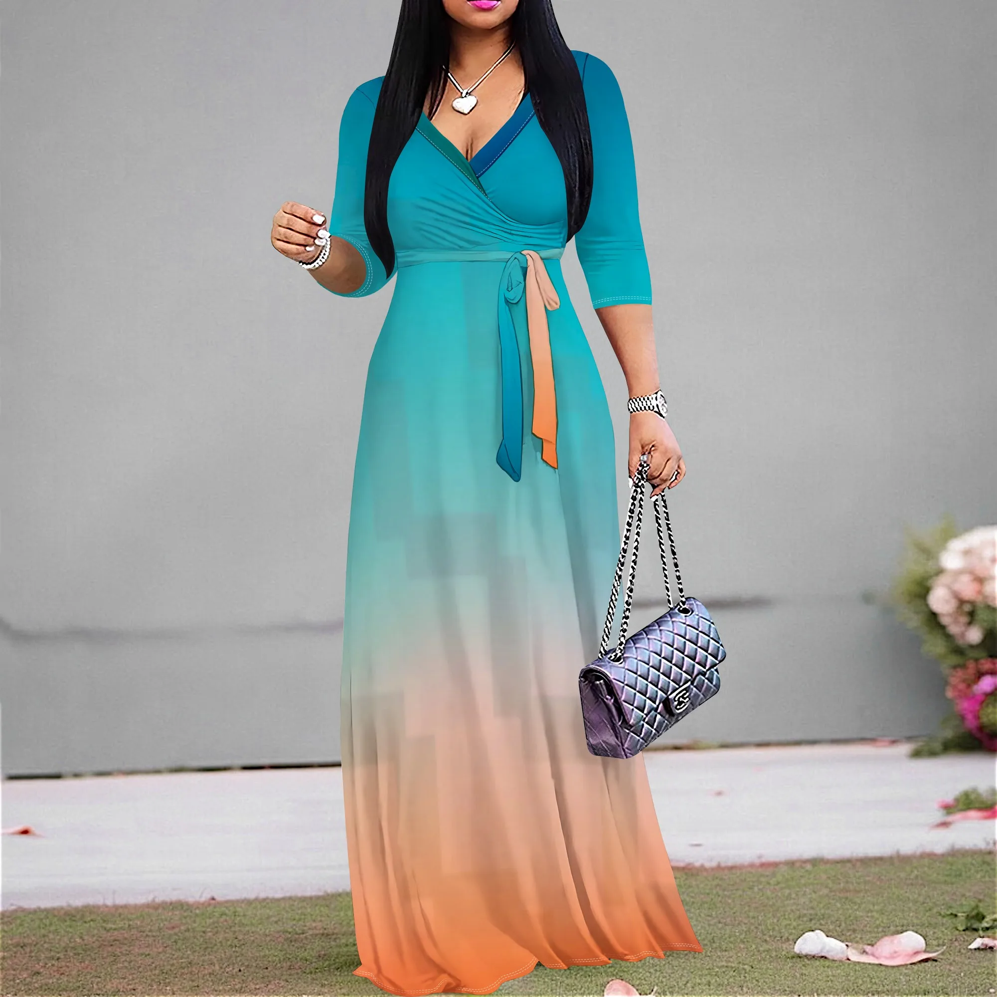 Women's Plus Size Maxi Dresses 3/4 Sleeves Valentine's Day Long Dress Heart Printed Swing Dress with Belt
Women's Plus Size Maxi Dresses 3/4 Sleeves Valentine's Day Long Dress Heart Printed Swing Dress with Belt