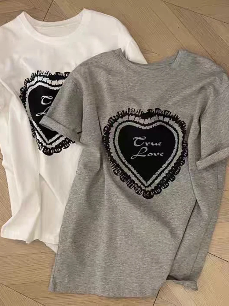 Summer New Casual Cotton T-shirt Women's Loose round Neck Short Sleeve Print Love Heart Casual Style Comfortable Breathable
Summer New Casual Cotton T-shirt Women's Loose round Neck Short Sleeve Print Love Heart Casual Style Comfortable Breathable
