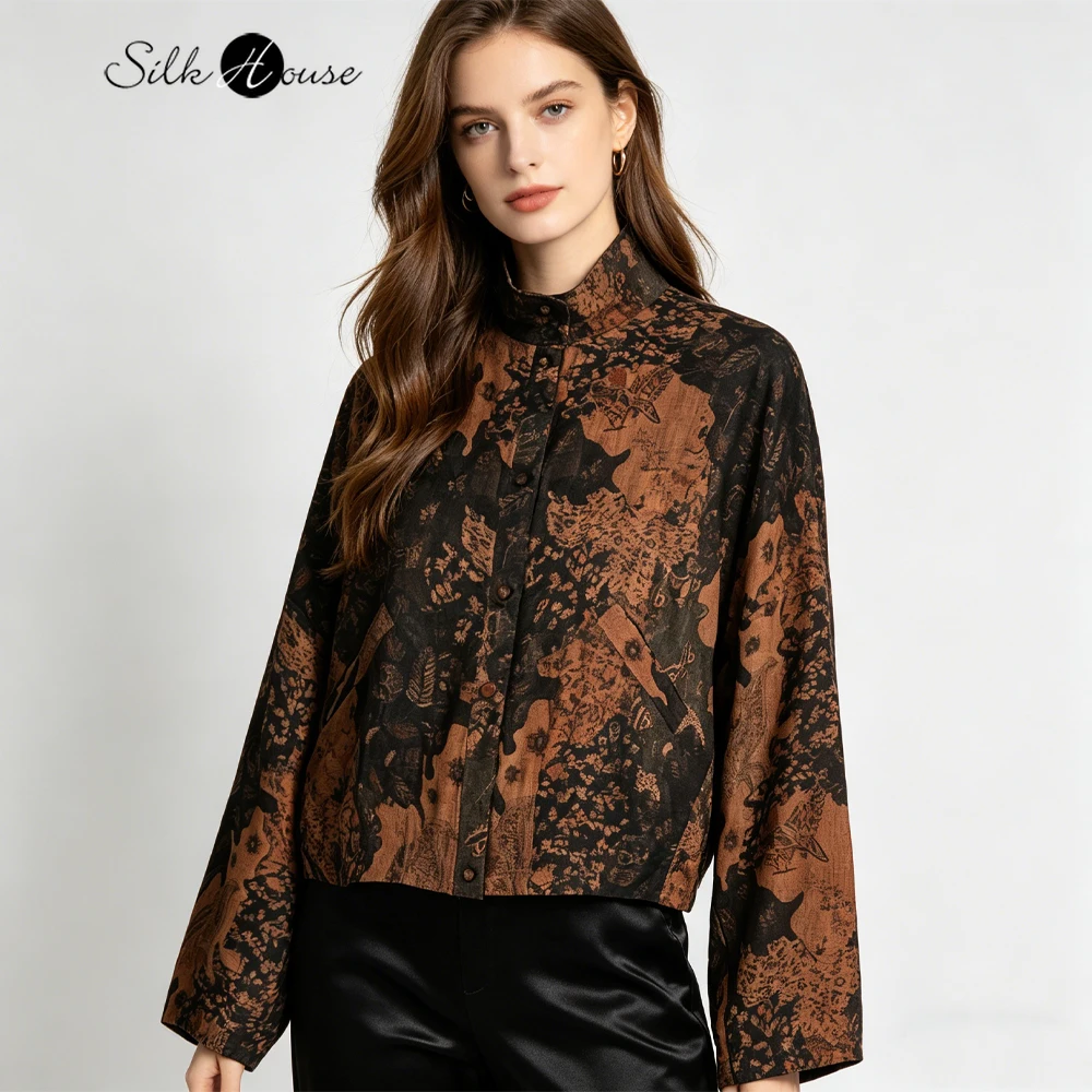 Women's Fashion Spring/Autumn Clothing Retro 100% Natural Mulberry Silk Fragrant Cloud Yarn Stand Collar Bat Sleeve Loose Coat
Women's Fashion Spring/Autumn Clothing Retro 100% Natural Mulberry Silk Fragrant Cloud Yarn Stand Collar Bat Sleeve Loose Coat