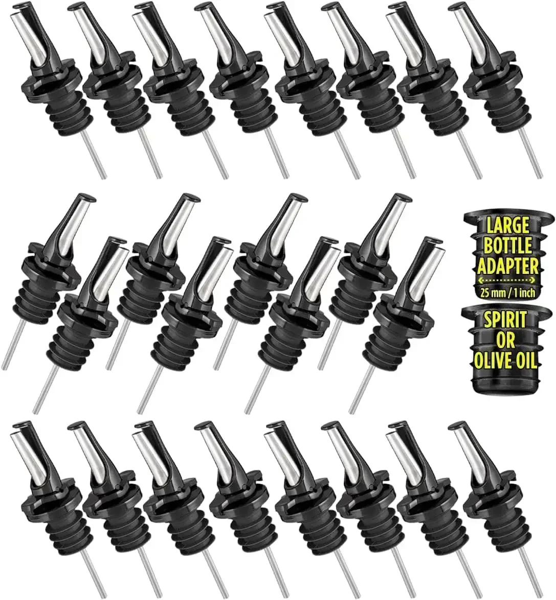 24 Liquor Bottle Pourers - Hygienic ClickSeal Alcohol Speed Pour Spouts - Stops Barfly, Dishwasher Safe. Also for Olive Oil, Jui
24 Liquor Bottle Pourers - Hygienic ClickSeal Alcohol Speed Pour Spouts - Stops Barfly, Dishwasher Safe. Also for Olive Oil, Jui