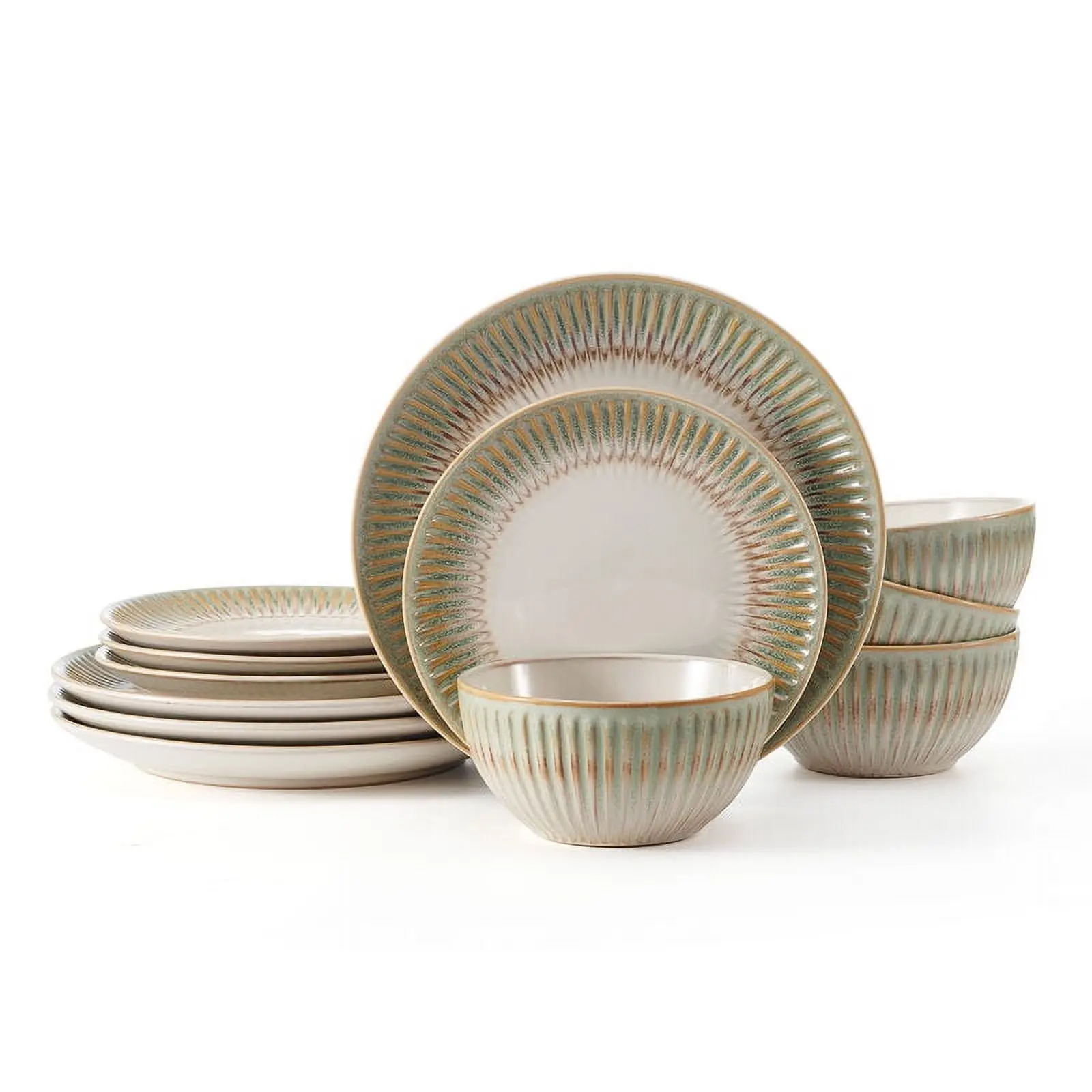 12-Piece Green Stoneware Dinnerware Set, Elegant Tableware for Home Use
12-Piece Green Stoneware Dinnerware Set, Elegant Tableware for Home Use