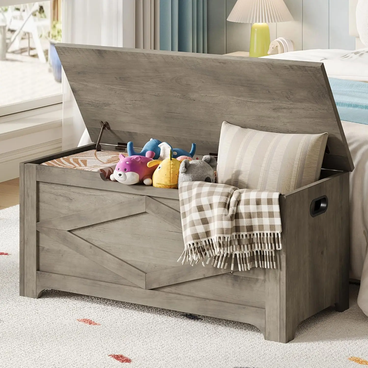 39.4" Storage Chest Wooden Storage Bench with Safety Hinges,Toys Organizer Entryway Bench for Entryway Living Room Bedroom
39.4" Storage Chest Wooden Storage Bench with Safety Hinges,Toys Organizer Entryway Bench for Entryway Living Room Bedroom