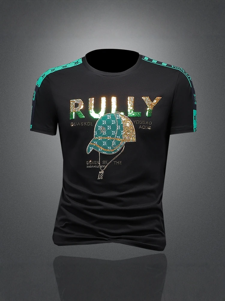 Мужская футболка Slim Fit с коротким рукавом, вышивкой и пайетками, модный повседневный топ из дышащей хлопковой смеси, летняя новинка
Мужская футболка Slim Fit с коротким рукавом, вышивкой и пайетками, модный повседневный топ из дышащей хлопковой смеси, летняя новинка