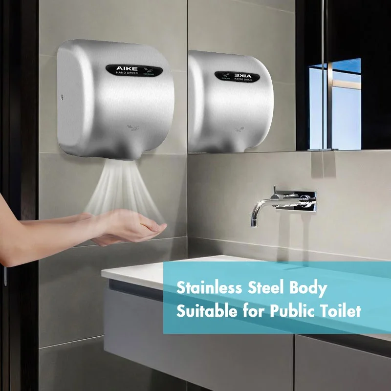 AIKE AK2800B Professional Manufacturer Durable Automatic Stainless Steel High Speed Hand Dryer for Commercial Bathroom
AIKE AK2800B Professional Manufacturer Durable Automatic Stainless Steel High Speed Hand Dryer for Commercial Bathroom