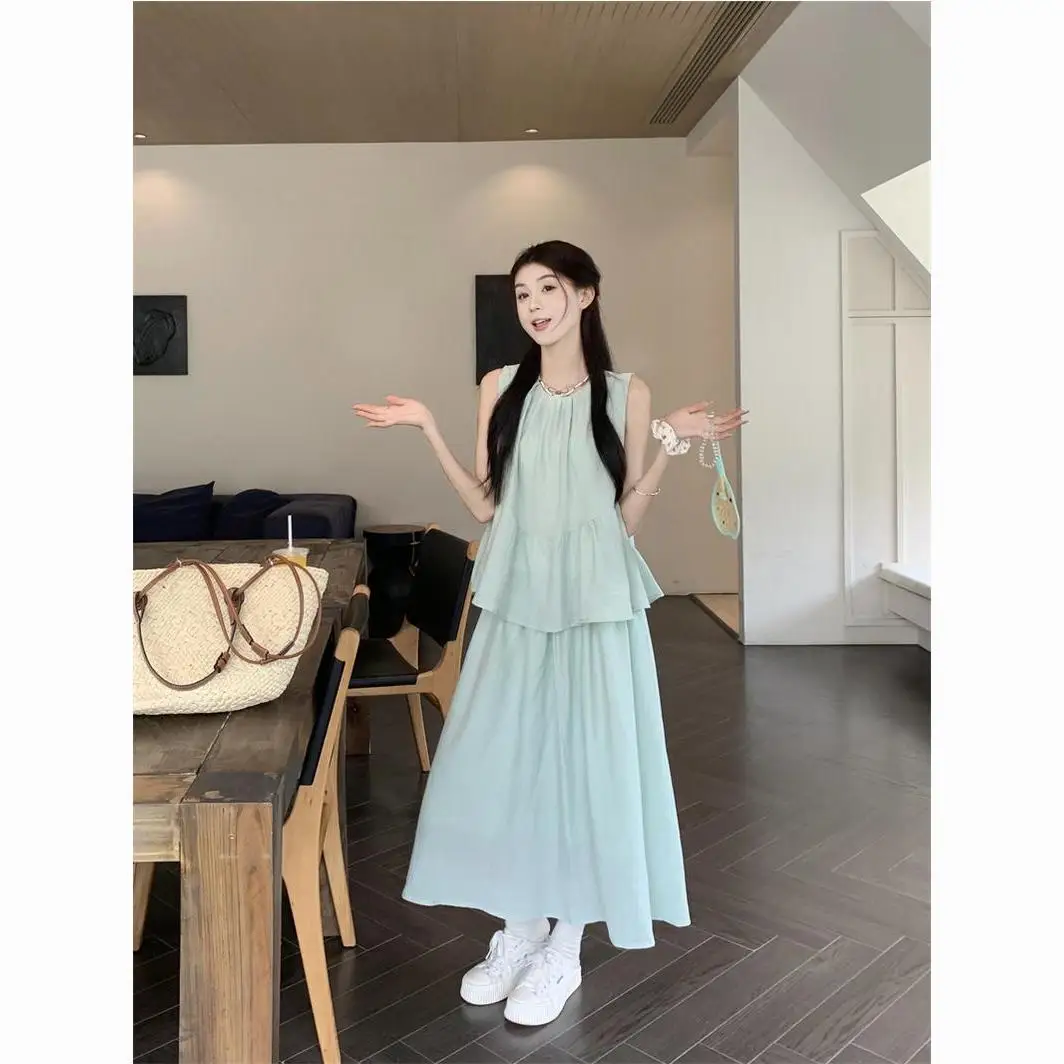 2024 Summer New Women Two Piece Skirt Sets Sweet Girls A Line Vest Tops + High Waist A Line Long Skirt Female Outfits Clothing
2024 Summer New Women Two Piece Skirt Sets Sweet Girls A Line Vest Tops + High Waist A Line Long Skirt Female Outfits Clothing
