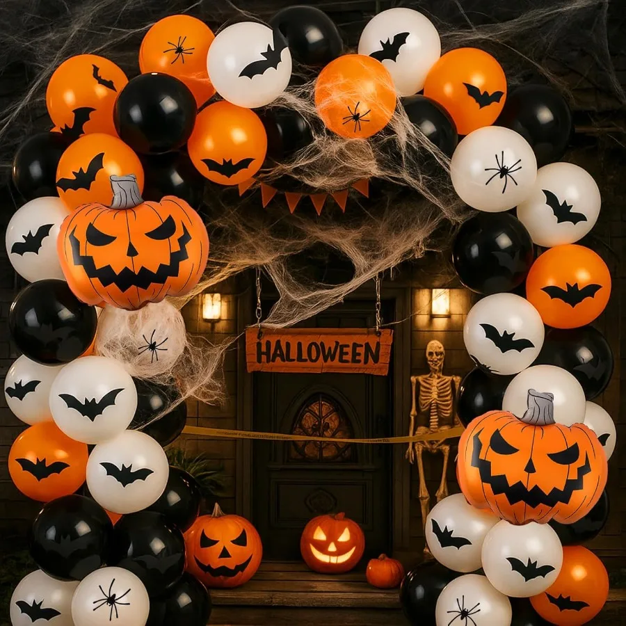 Halloween Balloon Garland Arch Kit 130 Pcs Orange and Black White Balloons in 5 10 12 18 Inch Sizes with 2 Foil Pumpkin Decor P
Halloween Balloon Garland Arch Kit 130 Pcs Orange and Black White Balloons in 5 10 12 18 Inch Sizes with 2 Foil Pumpkin Decor P
