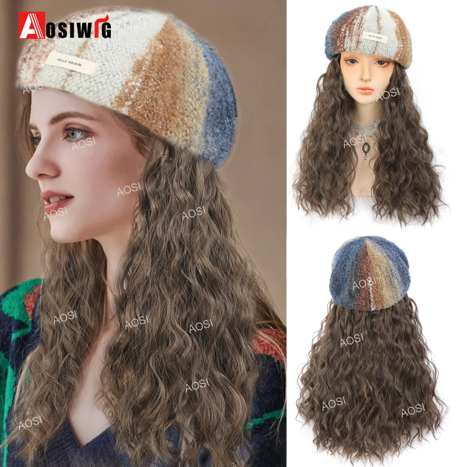 Hat Wig Synthetic Long Water Wave Hair Wig Cap Autumn And Winter Beret Hat Wigs One Piece Wig Caps Heat Resistant Fiber
Hat Wig Synthetic Long Water Wave Hair Wig Cap Autumn And Winter Beret Hat Wigs One Piece Wig Caps Heat Resistant Fiber