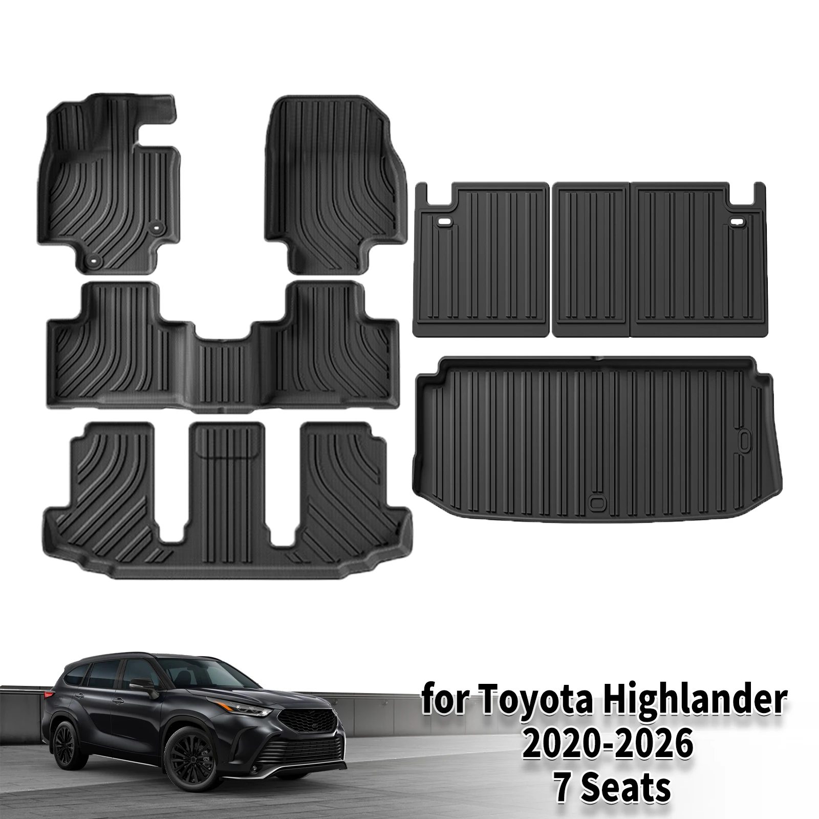 for Toyota Highlander 2020-2022 2023 2024 2025 2026 7 Seats Gas& Hybrid Odorless Waterproof 3D TPE Car Floor & Trunk Mats
for Toyota Highlander 2020-2022 2023 2024 2025 2026 7 Seats Gas& Hybrid Odorless Waterproof 3D TPE Car Floor & Trunk Mats