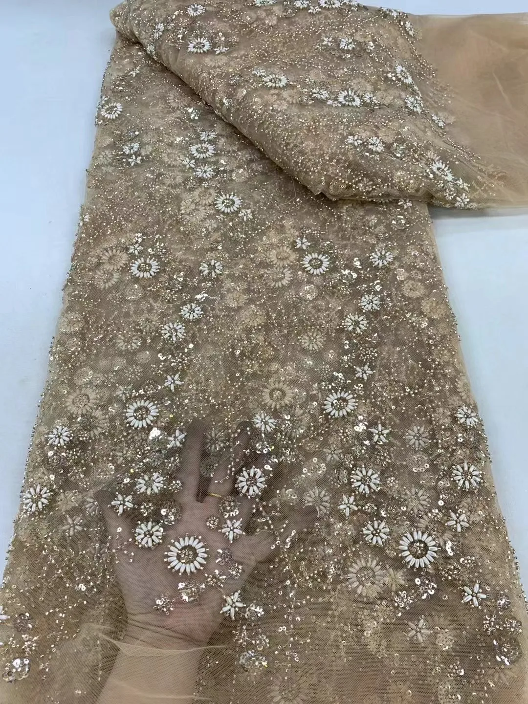 African Sequins Embroidery Lace Fabric, Groom Lace Fabric, Luxury Beaded Wedding Party Dress, High Quality, 5 Yards, 2024
African Sequins Embroidery Lace Fabric, Groom Lace Fabric, Luxury Beaded Wedding Party Dress, High Quality, 5 Yards, 2024