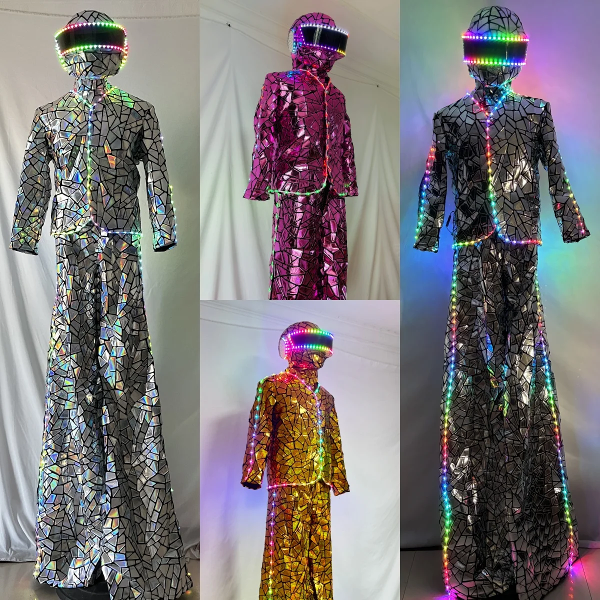 LED Light Up Mirror Stilt Cracked Reflective Costume with Helmet Tall Stilt Walker Suit for Party Parade Stage Entertainment
LED Light Up Mirror Stilt Cracked Reflective Costume with Helmet Tall Stilt Walker Suit for Party Parade Stage Entertainment