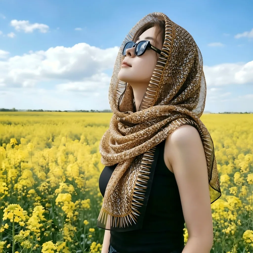 160x50cm Woven Geometric Print Women's Imitation Silk Scarf Thin Breathable Chiffon Hijab Spring Summer UV Protection Wrap
160x50cm Woven Geometric Print Women's Imitation Silk Scarf Thin Breathable Chiffon Hijab Spring Summer UV Protection Wrap