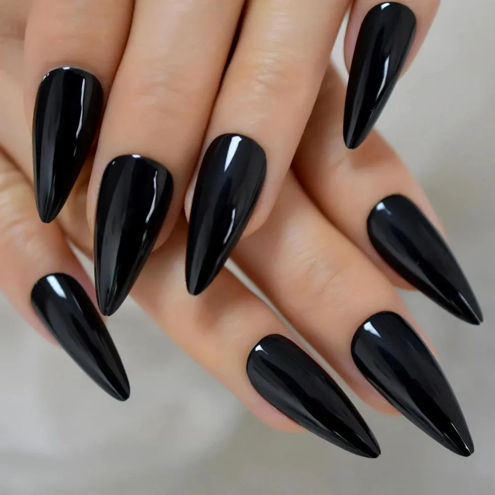 Shiny Black Acrylic Press On Nails Wwith Glue Sticker Long Stiletto Fake Nails Lady Full Finger Tips Manicure Tool For Design
Shiny Black Acrylic Press On Nails Wwith Glue Sticker Long Stiletto Fake Nails Lady Full Finger Tips Manicure Tool For Design