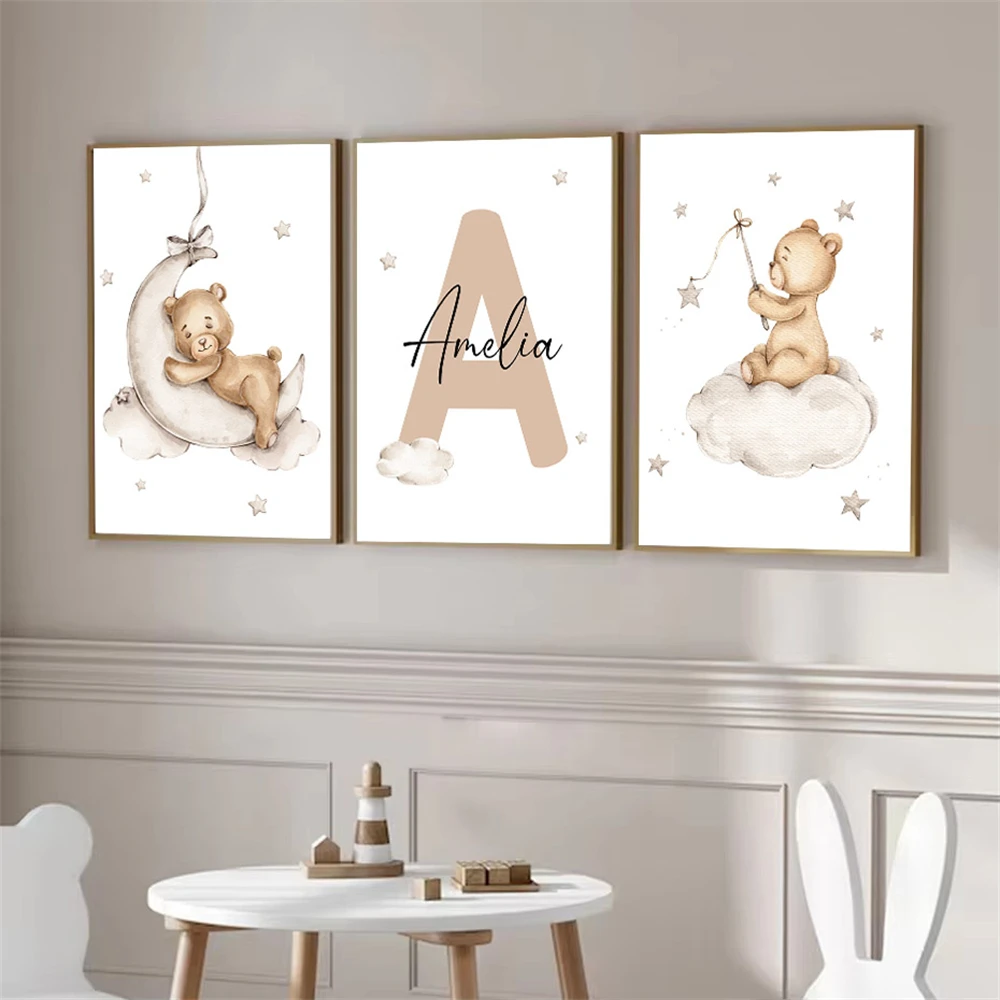 Custom Bear Baby Posters And Prints Cartoon Wall Art Canvas Painting Personalized Names Letters Wall Pictures Kids Room Decor
Custom Bear Baby Posters And Prints Cartoon Wall Art Canvas Painting Personalized Names Letters Wall Pictures Kids Room Decor