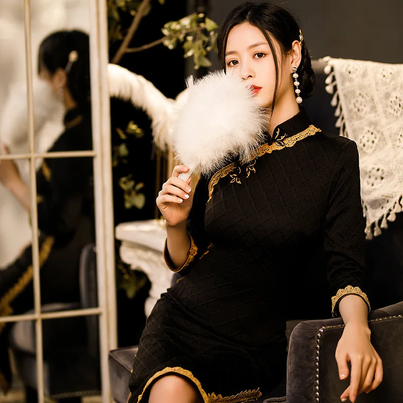 Yourqipao Chinese Autumn and Winter Thickened Knitted Jacquard Cheongsam Dress Daily Banquet Dress Hanfu Qipao Young Style
Yourqipao Chinese Autumn and Winter Thickened Knitted Jacquard Cheongsam Dress Daily Banquet Dress Hanfu Qipao Young Style