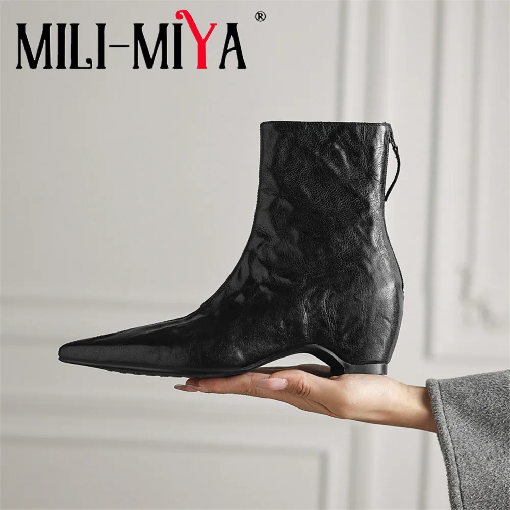 MILI-MIYA/женские новые стильные ботильоны из овчины с острым носком на высоком каблуке, повседневная верхняя обувь с морщинистым верхом
MILI-MIYA/женские новые стильные ботильоны из овчины с острым носком на высоком каблуке, повседневная верхняя обувь с морщинистым верхом