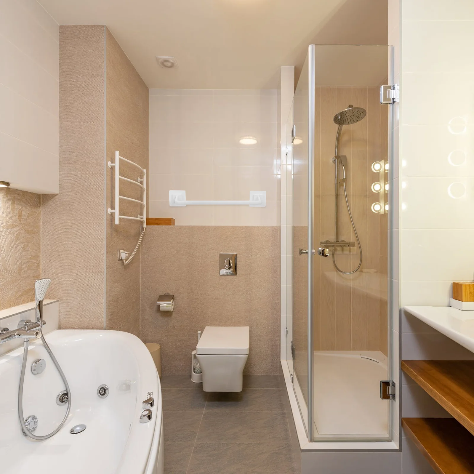 2Pcs Bathroom Towel Hanging Rack Plastic Towel Storage Shelf Smooth Edges Safe Kids Use Modern Style Bathroom Supplies
2Pcs Bathroom Towel Hanging Rack Plastic Towel Storage Shelf Smooth Edges Safe Kids Use Modern Style Bathroom Supplies